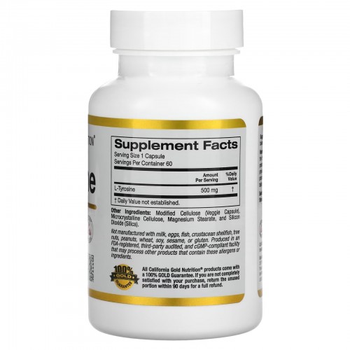 California Gold Nutrition, L-тирозин, AjiPure, 500 мг, 60 растительных капсул California Gold Nutrition, L-тирозин, AjiPure, 500 мг, 60 растительных капсул